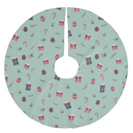 キュートなクリスマスプレゼントオーナメントパターン ブラッシュドポリエステルツリースカート