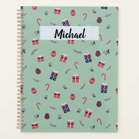 キュートなクリスマスプレゼントオーナメントパターン プランナー手帳 (正面)