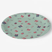 キュートなクリスマスプレゼントオーナメントパターン ペーパープレート (アングル)