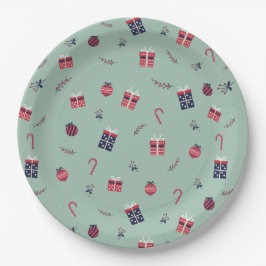 キュートなクリスマスプレゼントオーナメントパターン ペーパープレート