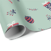キュートなクリスマスプレゼントオーナメントパターン ラッピングペーパー (ロールコーナー)