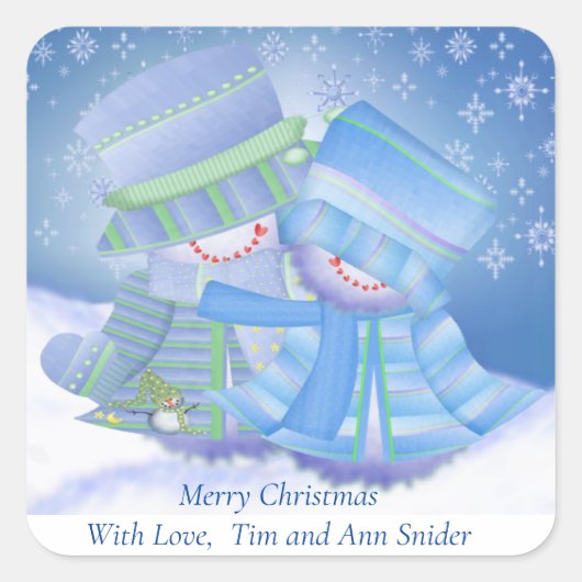 キュートなクリスマスプレゼント スクエアシール (正面)