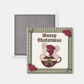 キュートなクリスマスプレッドパター縁どン&テディベア マグネット (正面/裏面)