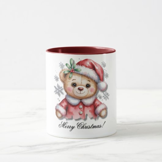 キュートなクリスマスベアと雪の結晶のベビーシャワー マグカップ (中央)