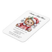 キュートなクリスマスベアと雪の結晶のベビーシャワー マグネット (左側)