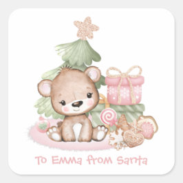 キュートなクリスマスベアーステッカー |ラベル スクエアシール