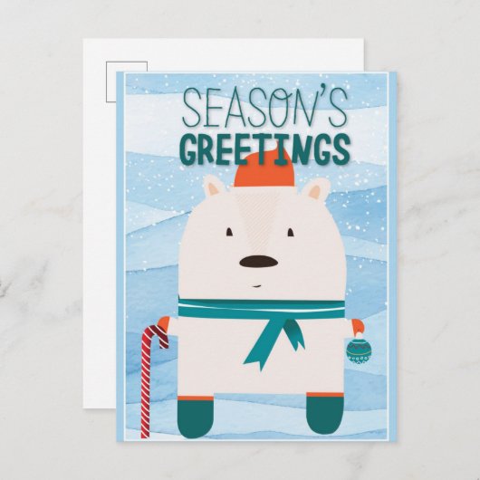 キュートなクリスマスベア季節のごあいさつ ポストカード (正面/裏面)