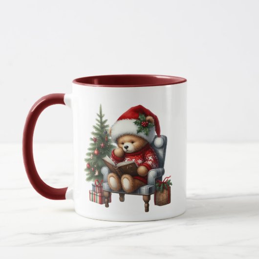 キュートなクリスマスベア追加モノグラム マグカップ (左)
