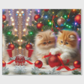キュートなクリスマスペルシャ猫のラッピング紙 ラッピングペーパー (フラット)