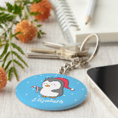 キュートなクリスマスペンギンキャンディーケーンキッズキーチェーン キーホルダー (側面)