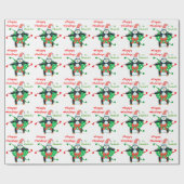 キュートなクリスマスペンギンパーソナライズされたキッズ ラッピングペーパー (フラット)