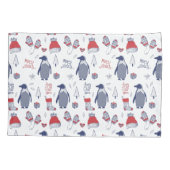 キュートなクリスマスペンギン帽子の手袋パターン 枕カバー (裏面)