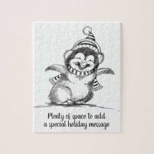 キュートなクリスマスペンギン幸せなベビー鳥 ジグソーパズル (縦)