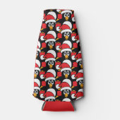キュートなクリスマスペンギン柄が赤 ボトルクーラー (正面)