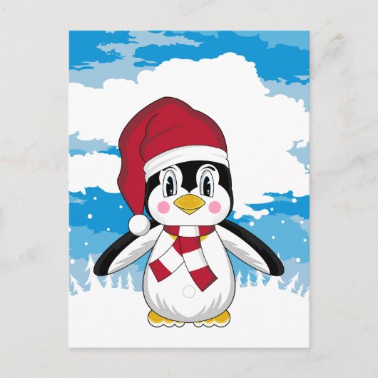 キュートなクリスマスペンギン葉書 シーズンポストカード (正面)