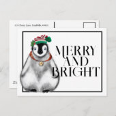 キュートなクリスマスペンギン、フェスティバル北極動物 ポストカード (正面/裏面)