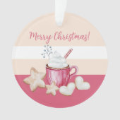キュートなクリスマスホットココアとクッキーの水色 オーナメント (正面)