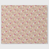 キュートなクリスマスホットココアとクッキーの水色 ラッピングペーパー (フラット)