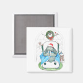 キュートなクリスマスホリデーセイウラスのデザイン マグネット (正面/裏面)