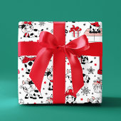 キュートなクリスマスホリデー牛のギフトパターモダンン ラッピングペーパー