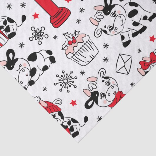 キュートなクリスマスホリデー牛のギフトパターモダンン 薄葉紙 (詳細)