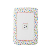 キュートなクリスマスボールとギフトパターンモノグラム バスマット (正面縦)