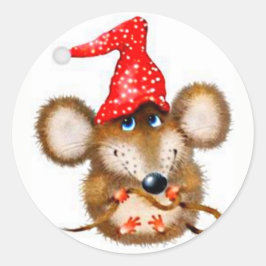 キュートなクリスマスマウスステッカー ラウンドシール