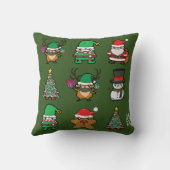 キュートなクリスマスマンガキャラクター赤モノグラム クッション (裏面)