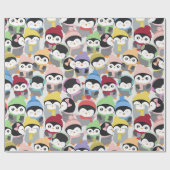 キュートなクリスマスマンガペンギン ラッピングペーパー (フラット)