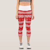 キュートなクリスマスミトン&ストッキングパターン カプリレギンス (正面)