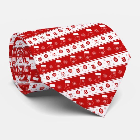 キュートなクリスマスミトン、ストッキング、雪片 ネクタイ (ロール)