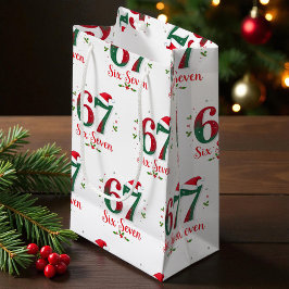 キュートなクリスマスミームシックスセブン 67 6 7 ホリデー スモールペーパーバッグ