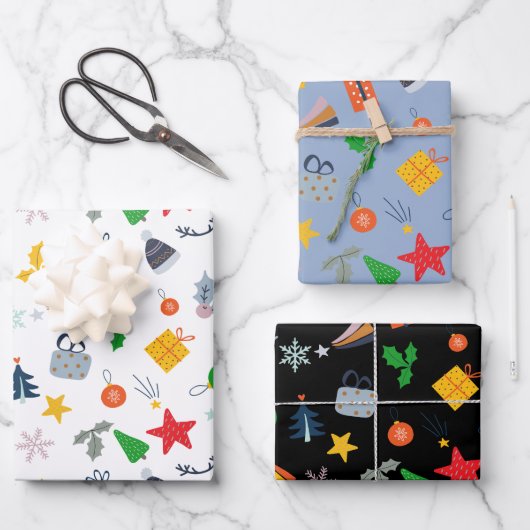 キュートなクリスマスモチーフ ラッピングペーパーシート (正面)