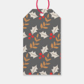 キュートなクリスマスモノグラムグレー/グレーホリーミスタントー ギフトタグ (裏面)