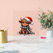 キュートなクリスマスライトハイランド牛のおもしろいクリスマス アクリルサイン (ウェディング)