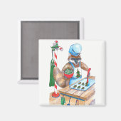 キュートなクリスマスラクン料理シェフがデザイン マグネット (正面/裏面)