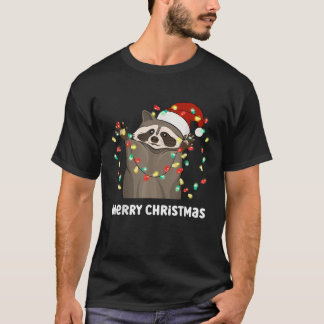 キュートなクリスマスラクーンツリーライト Tシャツ