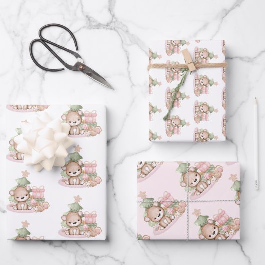 キュートなクリスマスラッピング紙シート ラッピングペーパーシート (正面)