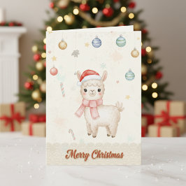 キュートなクリスマスラマのホリデーカード シーズンカード
