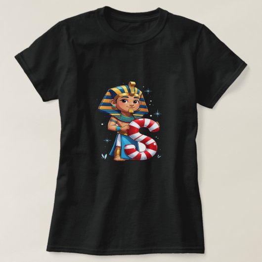 キュートなクリスマスレターS - キャンディケイン ホリデー カートゥーン Tシャツ (デザイン正面)