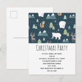 キュートなクリスマス冬の動物のパターンパーティー インビテーションポストカード (正面/裏面)