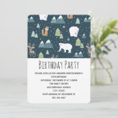 キュートなクリスマス冬の動物のパターンパーティー 招待状 (スタンド正面)