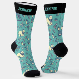 キュートなクリスマス動物の模様ペンギン極熊 ソックス