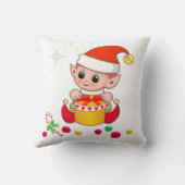 キュートなクリスマス小妖精や小人、キャンディーケーン&クリスマスボール クッション (裏面)