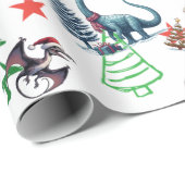 キュートなクリスマス恐竜のラッピング紙 ラッピングペーパー (ロールコーナー)