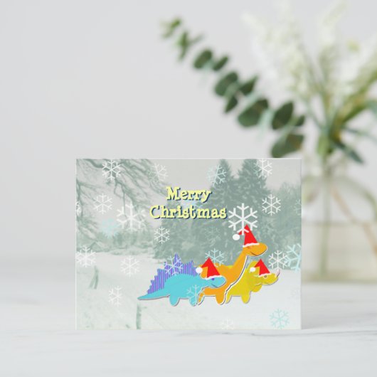 キュートなクリスマス恐竜はがき シーズンポストカード (スタンド正面)