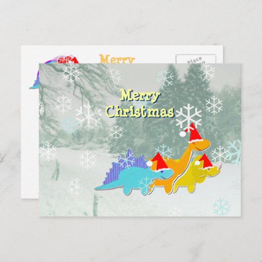 キュートなクリスマス恐竜はがき シーズンポストカード (正面/裏面)