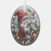 キュートなクリスマス格言とエンジェルをステイングラスに ガラスオーナメント (正面左)