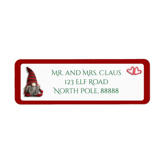 キュートなクリスマス格言とキャンディーケーン住所 シール (正面)