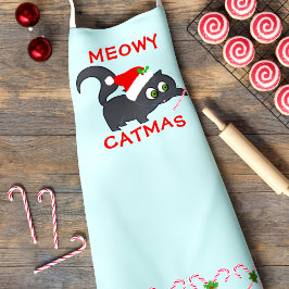 キュートなクリスマス猫のキャットマスホリデーエプロン エプロン
